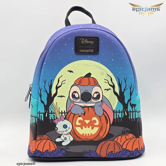 Loungefly Disney Stitch Pumpkin Glow-In-The-Dark Mini Backpack